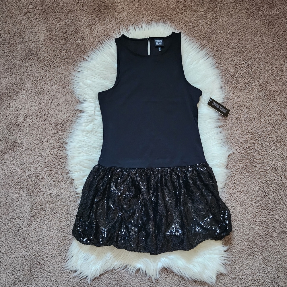 Dererk Heart Black Sequin Dress